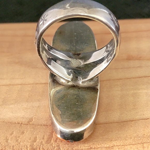 NATIVE AMERICAN STERLING BRIGHT SPINEY OYSTER RING, Size 7, Tight - Picture 8 of 12